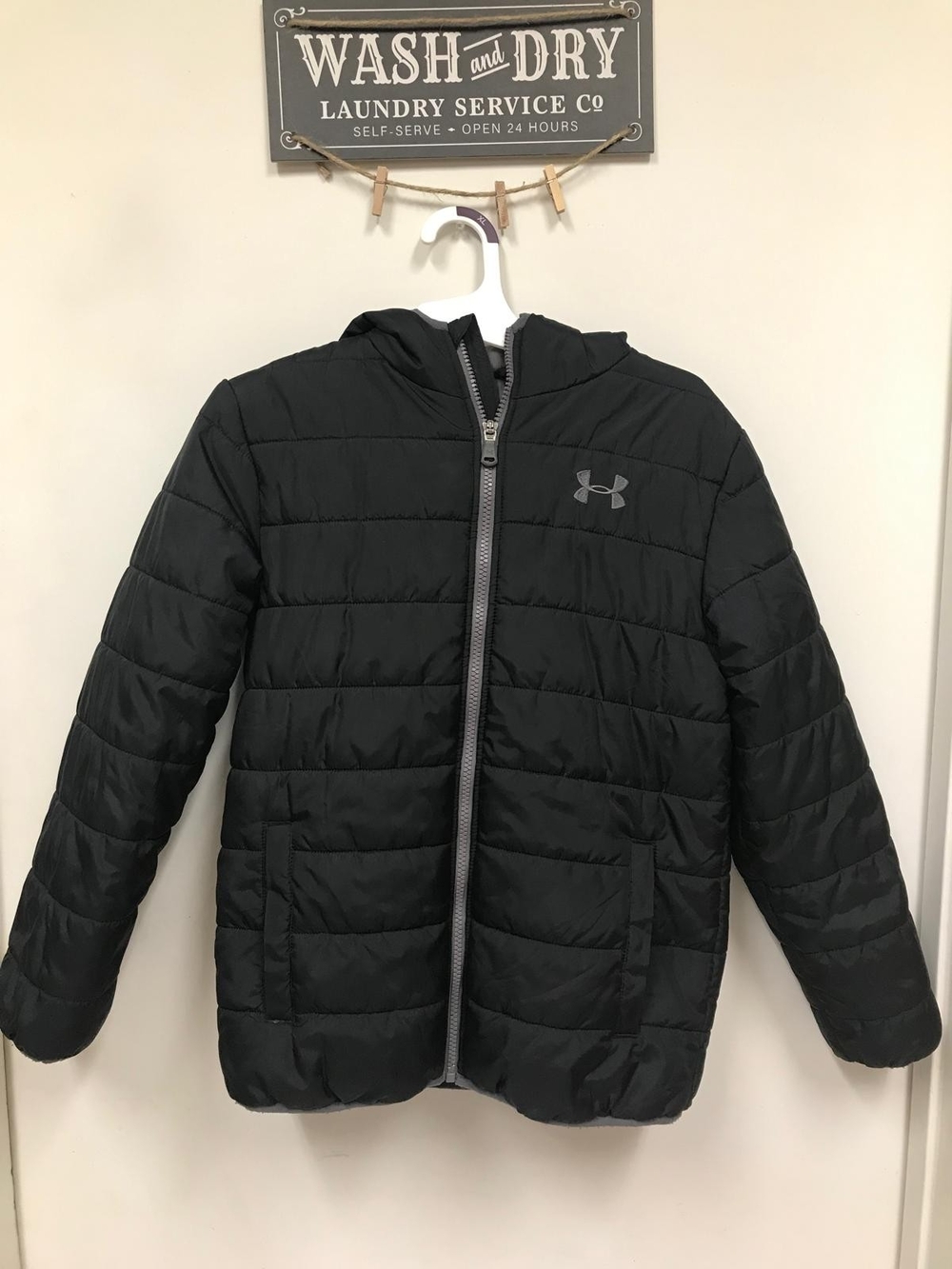 Under Armour Youth Black Quilted Puffer Jacket with Hood
